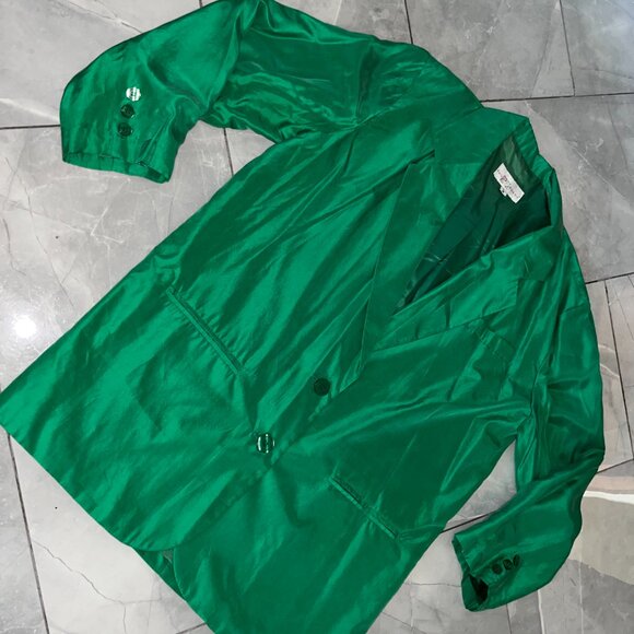 Vintage Two Roads Green Silk Blazer Medium - Picture 1 of 6